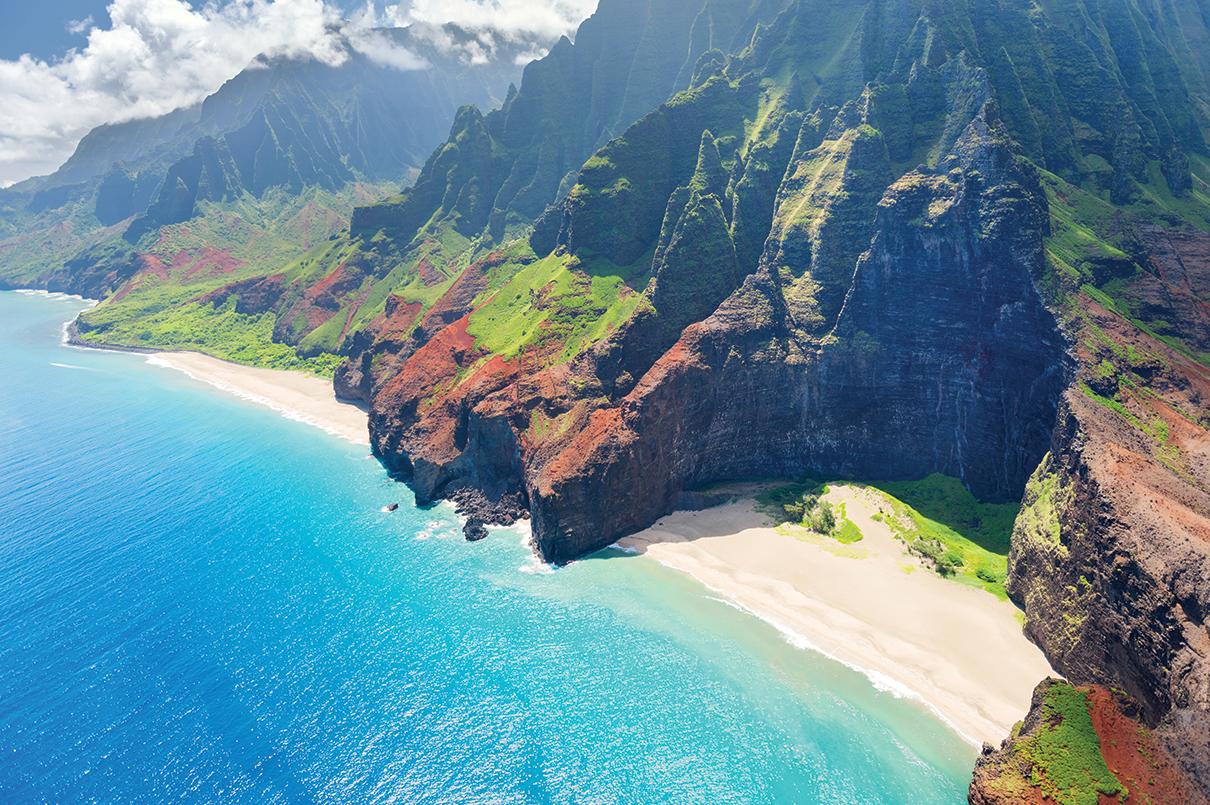 Stunning aerial view of Kauai coastline