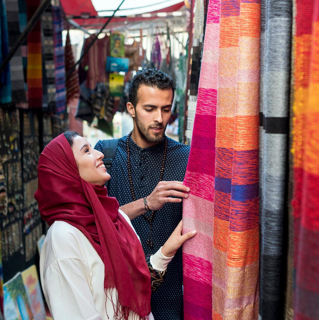 Shopping in open air markets in the Middle East