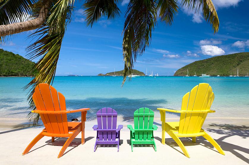Beachfront chairs in the Caribbean